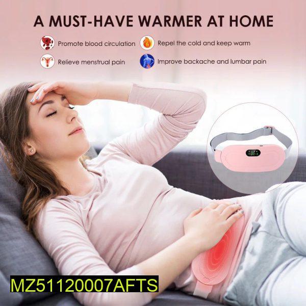 Electric period cramp massager vibrator heating belt for menstrual relief pain.