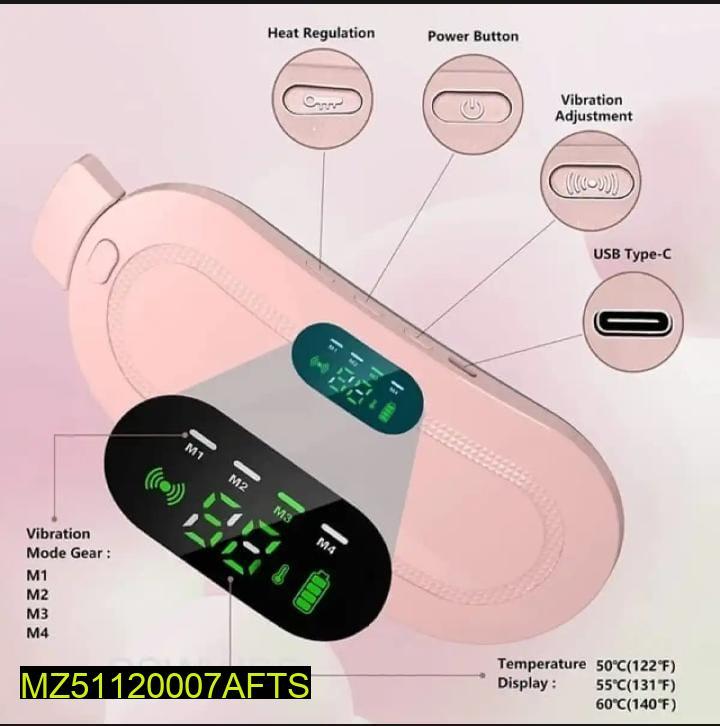 Electric period cramp massager vibrator heating belt for menstrual relief pain.