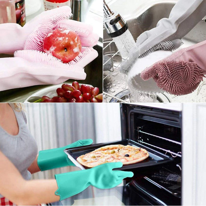 Silicone Washing Full Finger Gloves